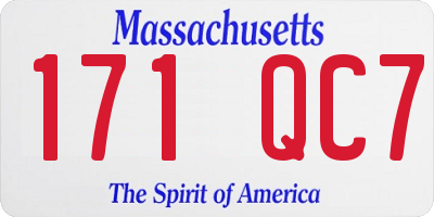 MA license plate 171QC7