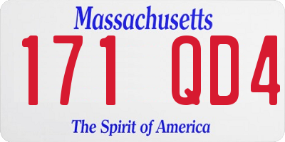 MA license plate 171QD4