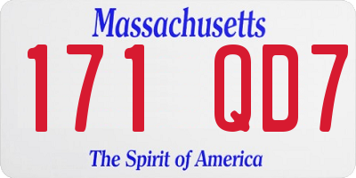 MA license plate 171QD7