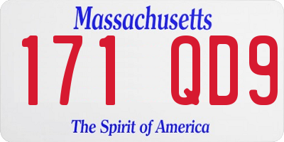 MA license plate 171QD9