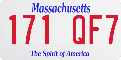 MA license plate 171QF7