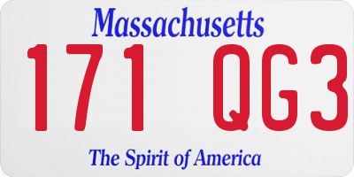 MA license plate 171QG3