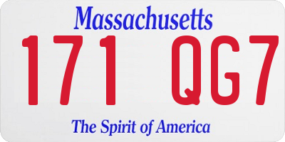 MA license plate 171QG7