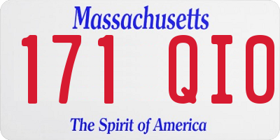 MA license plate 171QI0
