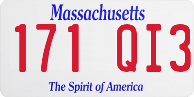 MA license plate 171QI3