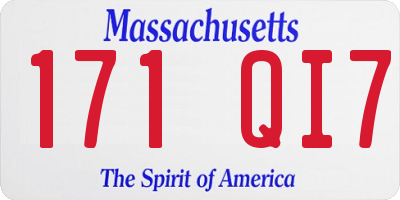 MA license plate 171QI7