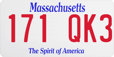 MA license plate 171QK3