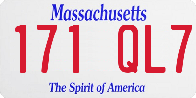 MA license plate 171QL7