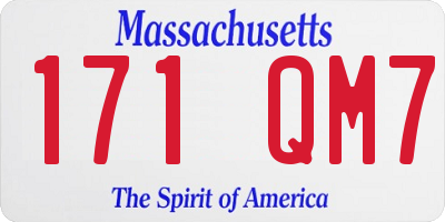 MA license plate 171QM7