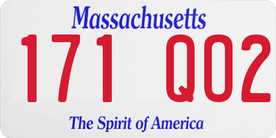 MA license plate 171QO2