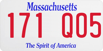 MA license plate 171QO5