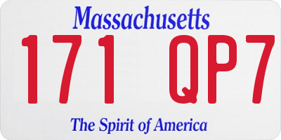 MA license plate 171QP7