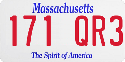 MA license plate 171QR3
