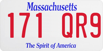 MA license plate 171QR9
