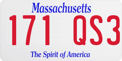 MA license plate 171QS3