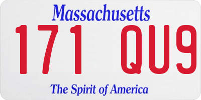 MA license plate 171QU9
