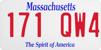 MA license plate 171QW4