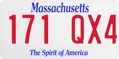 MA license plate 171QX4