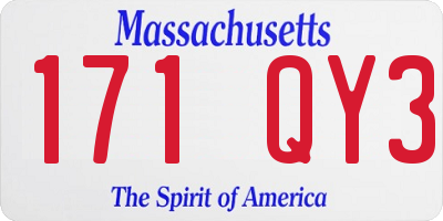 MA license plate 171QY3