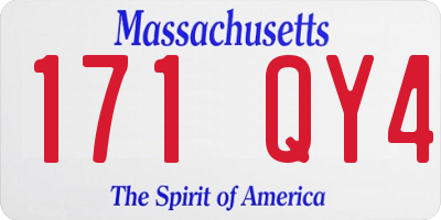 MA license plate 171QY4