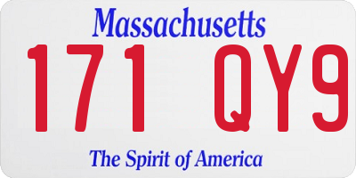 MA license plate 171QY9