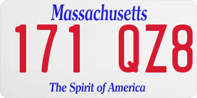 MA license plate 171QZ8