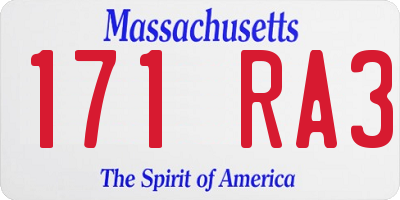 MA license plate 171RA3