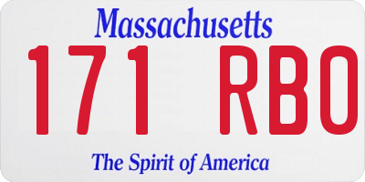 MA license plate 171RB0