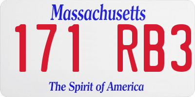 MA license plate 171RB3