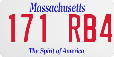 MA license plate 171RB4