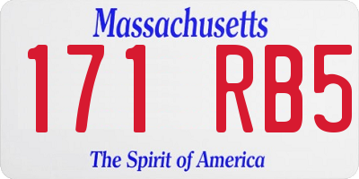 MA license plate 171RB5