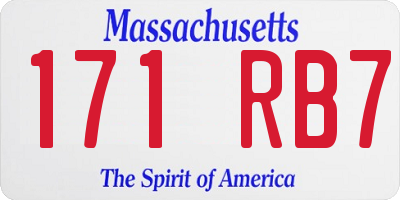 MA license plate 171RB7
