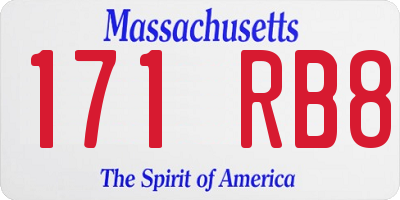 MA license plate 171RB8
