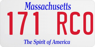 MA license plate 171RC0