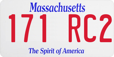 MA license plate 171RC2