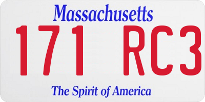 MA license plate 171RC3
