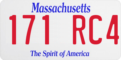 MA license plate 171RC4