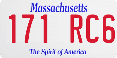 MA license plate 171RC6
