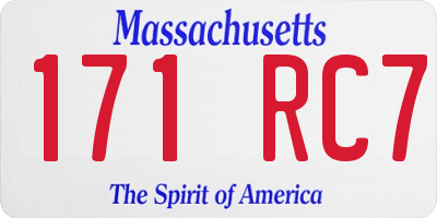 MA license plate 171RC7