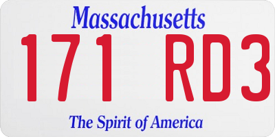 MA license plate 171RD3