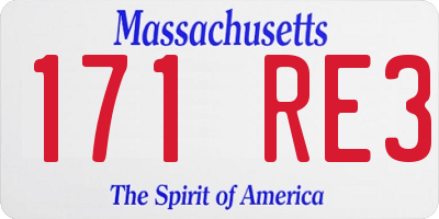MA license plate 171RE3