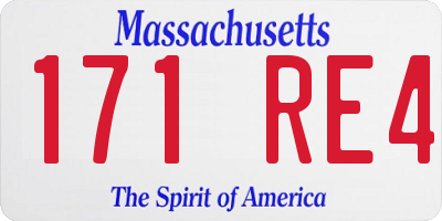 MA license plate 171RE4