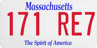 MA license plate 171RE7