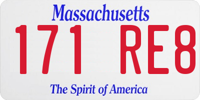 MA license plate 171RE8