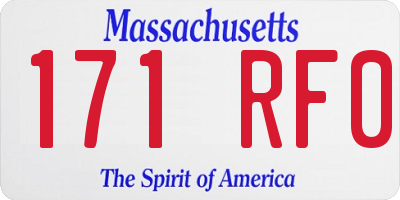 MA license plate 171RF0