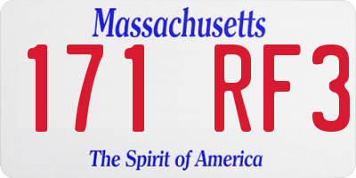 MA license plate 171RF3