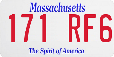 MA license plate 171RF6
