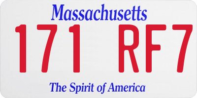 MA license plate 171RF7