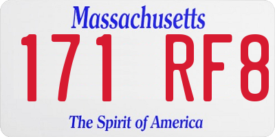 MA license plate 171RF8