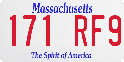 MA license plate 171RF9